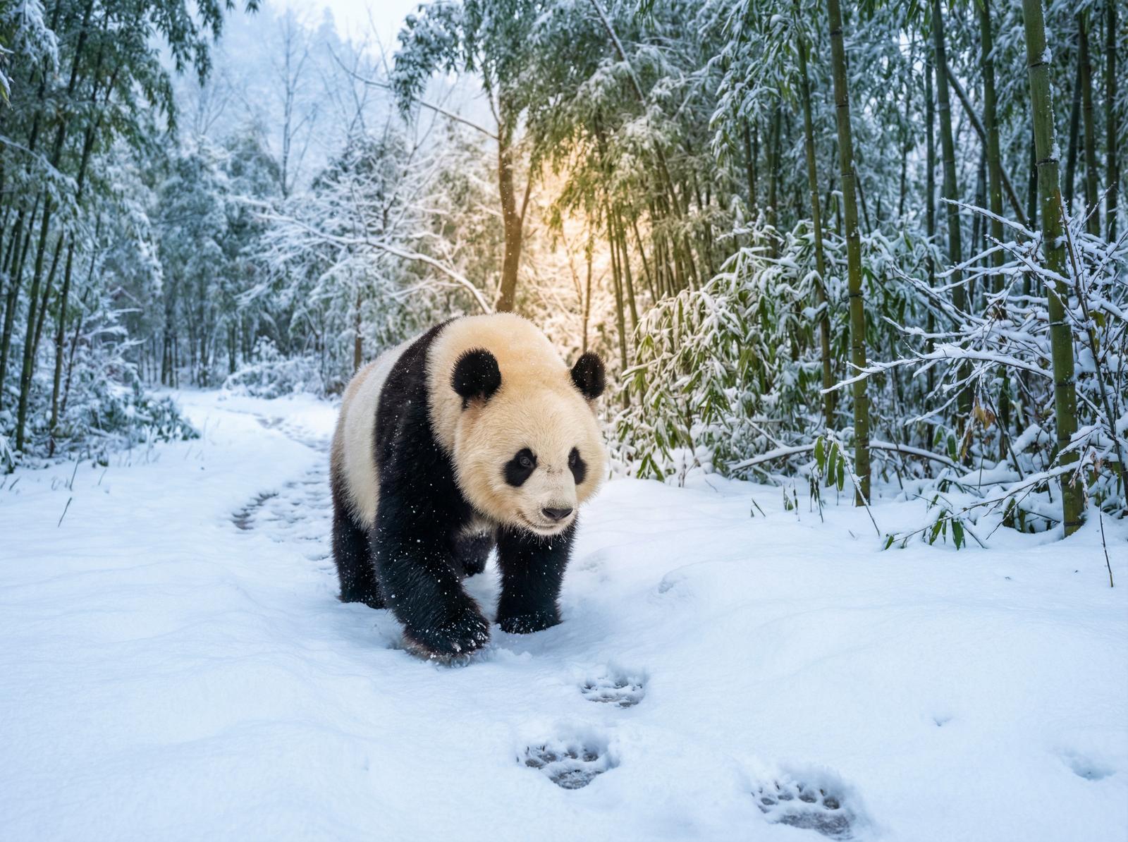 每日大赛熊猫雪地视频